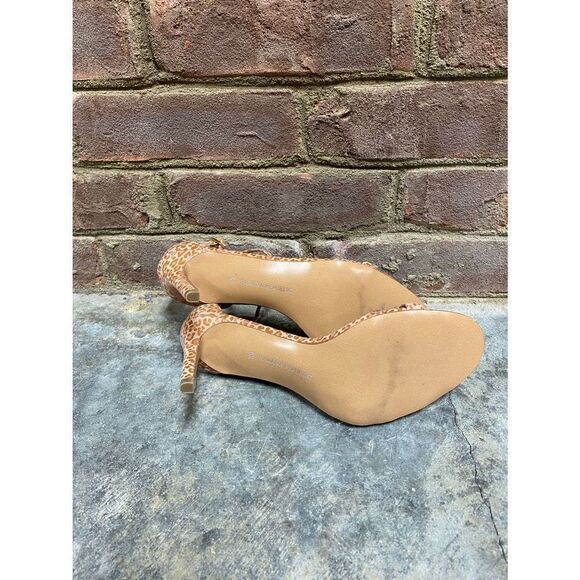 Banana Republic Tan Patent Cheetah Print Open Toe Stiletto Heels Size 6.… - Picture 8 of 12